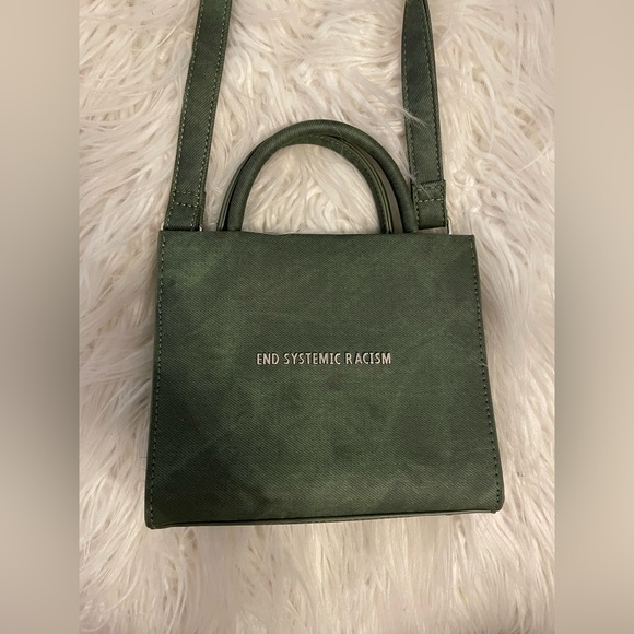 Brandon Blackwood "End Systemic Racism" ESR Tote in Wax Denim Hunter Green - Picture 3 of 5